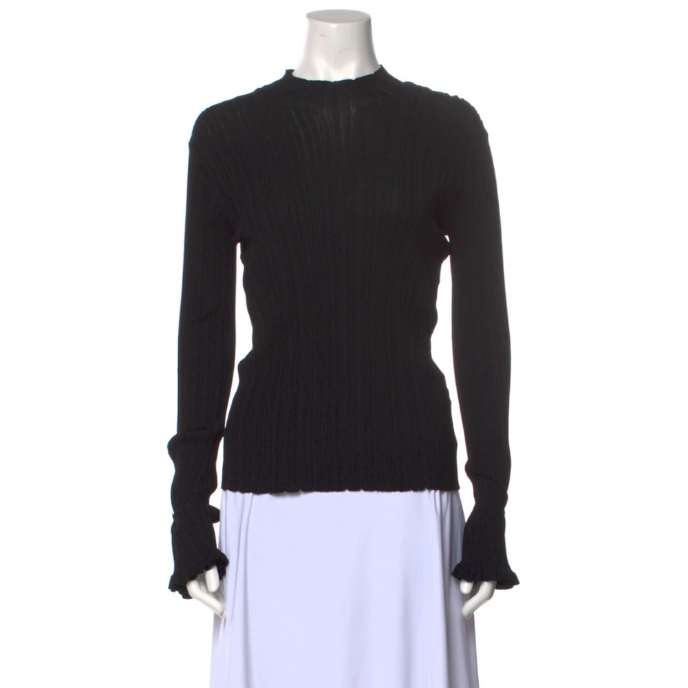 Holzweiler Black Stretchy Sweater Long Sleeve Top Mock Nexk